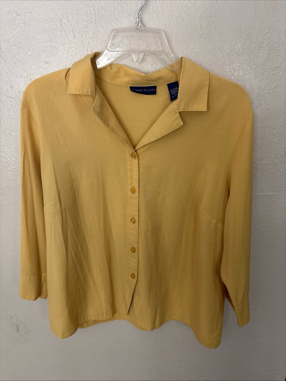 Karen Scott Golden Yellow Button-Down Collared Women's Shirt